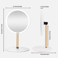 ANGNYA Makeup Mirror with Light, dobíjecí toaletní zrcadlo s 3 nastavitelnými barvami / 10x zvětšovacím zrcadlem